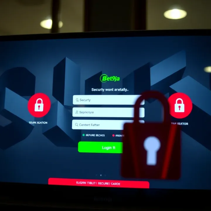 Secure login screen showing Bet9ja platform with security icons