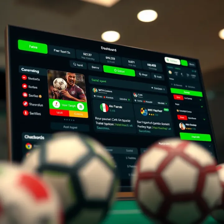 Dashboard displaying various sports betting options and live match updates on a digital platform