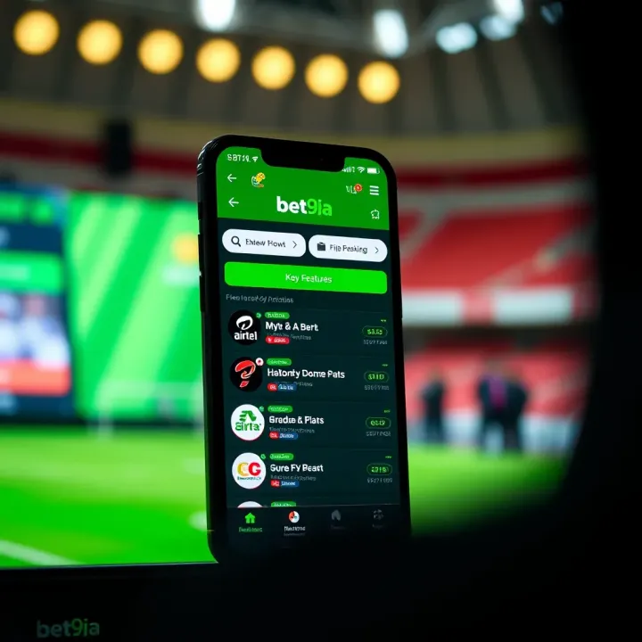 User interface of Bet9ja app showing betting options and live updates
