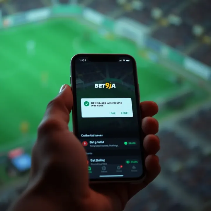 Bet9ja App Fails to Open Due to Network Issues Mobile phone screen displaying Bet9ja app with connectivity error message