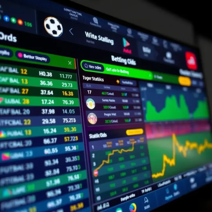Live Football Match Statistics and Betting Odds Display Dashboard showing live football match statistics and betting odds on a digital platform