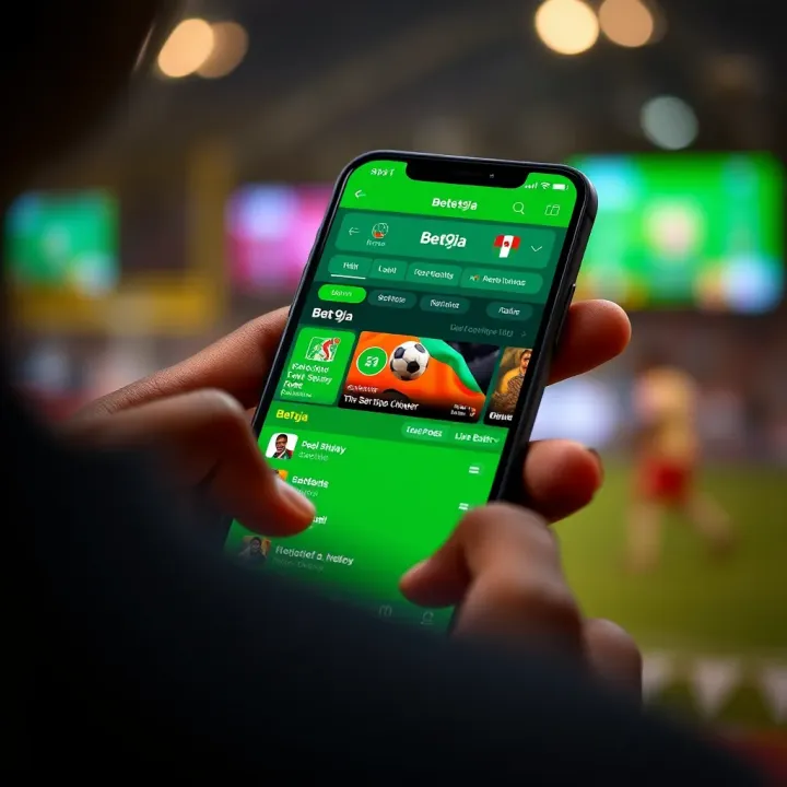 Smartphone showing Bet9ja app home screen featuring live sports betting options