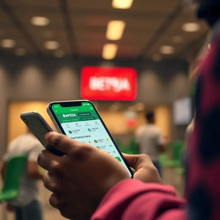 User interacting with Bet9ja app showing quick deposit and responsible betting tools
