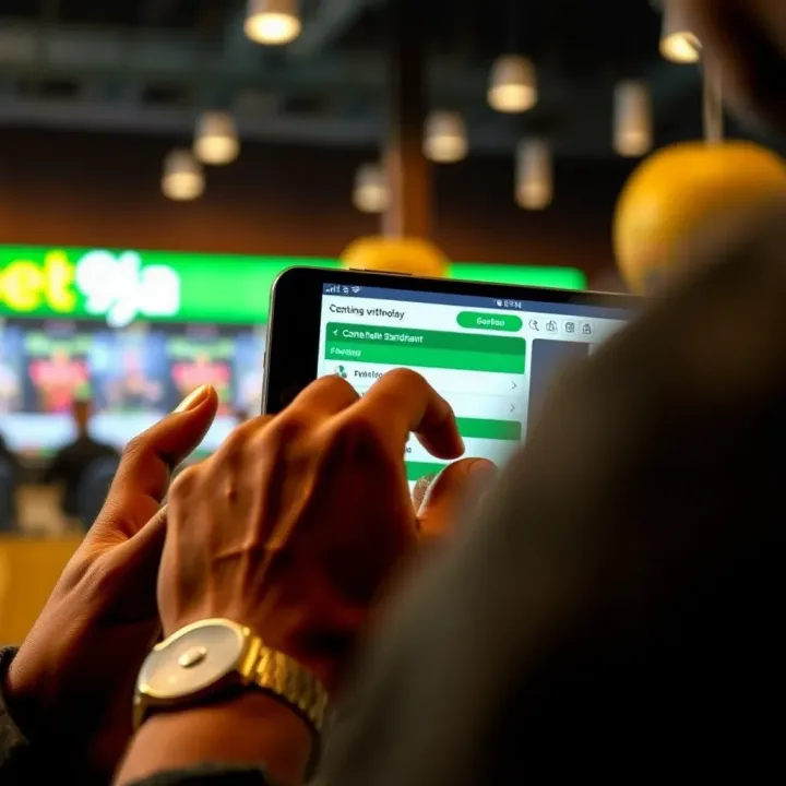 User navigating Bet9ja withdrawal options on a digital device