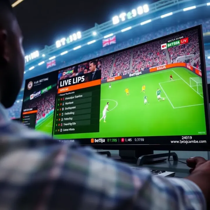 Live Betting Tips During Bet9ja Sports Broadcasts Interface showing live betting options alongside a live football match broadcast