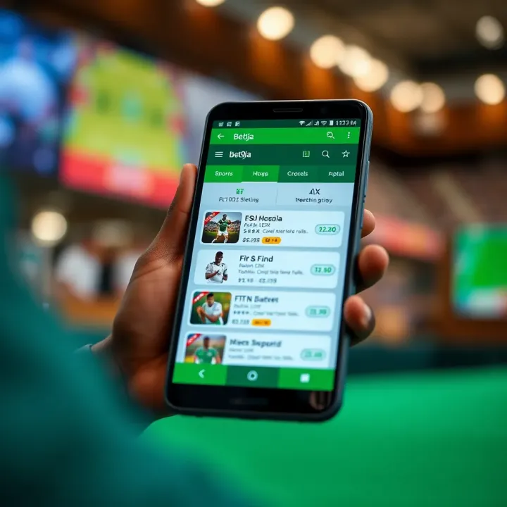 User interface of Bet9ja mobile app showing sports betting options on Android device