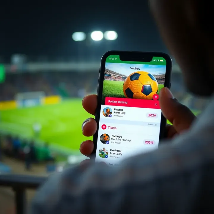 Mobile phone displaying an online sports betting application with football betting options
