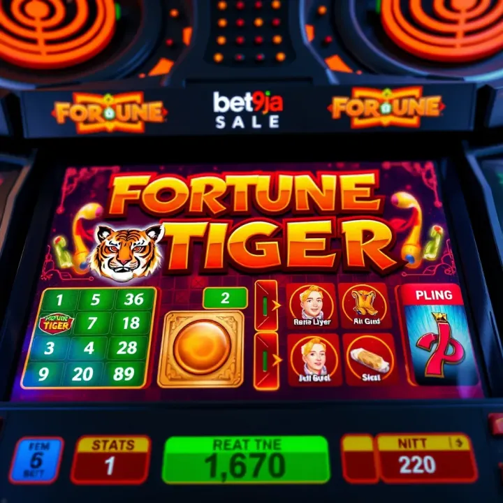 Fortune Tiger game interface showing vibrant symbols and betting options on Bet9ja platform