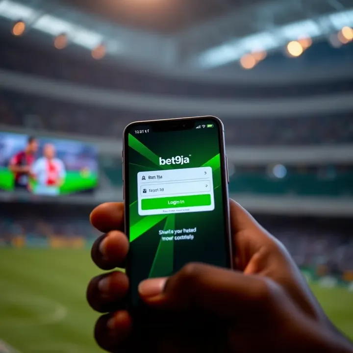 User interface displaying Bet9ja login screen on a mobile device
