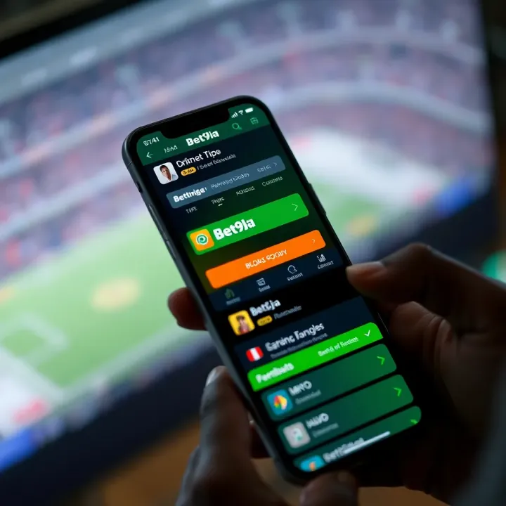 Mobile phone displaying Bet9ja old mobile platform interface with betting options