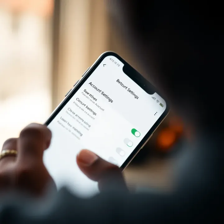 Close up of a smartphone displaying the Bet9ja app account settings page