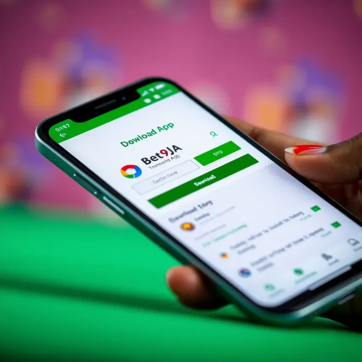 Smartphone screen showing Bet9ja app download page on Android device