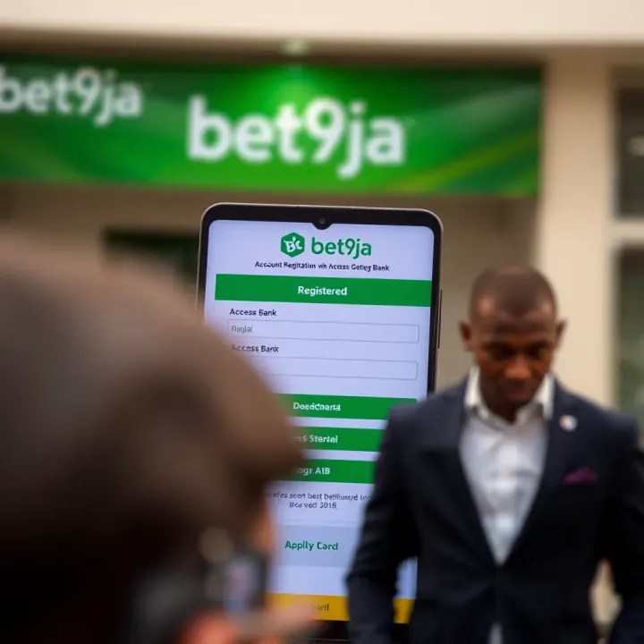 Screenshot showing the Bet9ja registration page with Access Bank logo visible