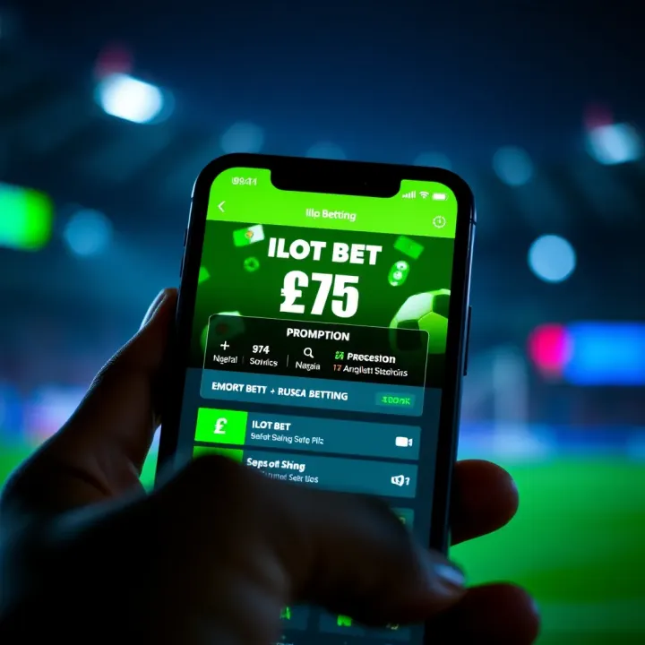 Illustration of a smartphone displaying a betting app interface with Nigerian currency symbols and promotional banners