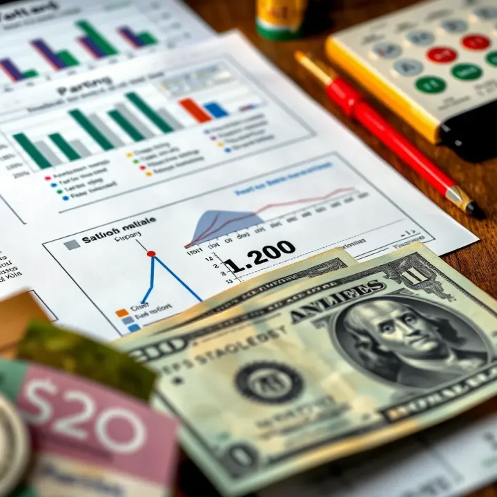 Graphic showing a strategic plan with charts, betting slips, and currency notes symbolizing bankroll management