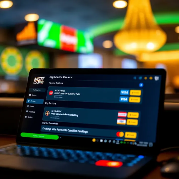 Digital Payment Methods for Online Casinos in Nigeria Secure digital payment options for online casino transactions in Nigeria displayed on a screen