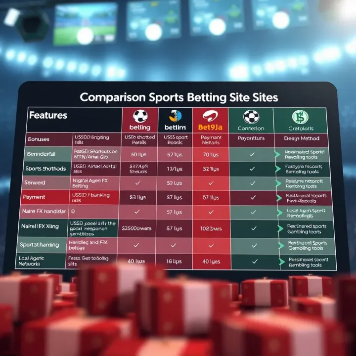 Comparison chart showing features, bonuses, and payment methods of different Nigerian betting sites