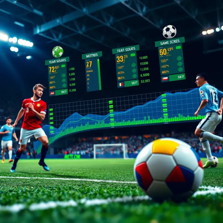 Illustration of football teams with performance metrics and betting trends