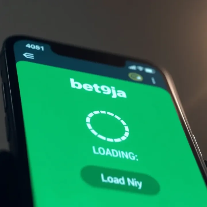 Bet9ja app interface showing loading screen with spinning icon