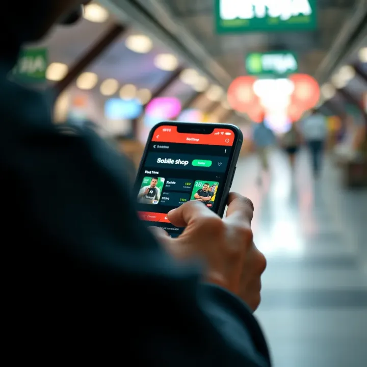 User navigating Bet9ja mobile shop interface on a smartphone screen