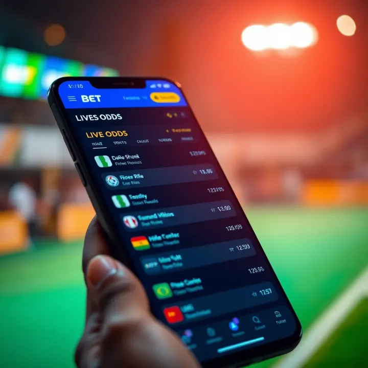 User interface of Ilot Bet app showing sports betting options and live odds on a mobile screen