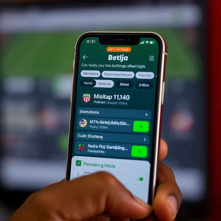 Interface of the Mlite Bet9ja app showcasing simplified betting options and quick navigation