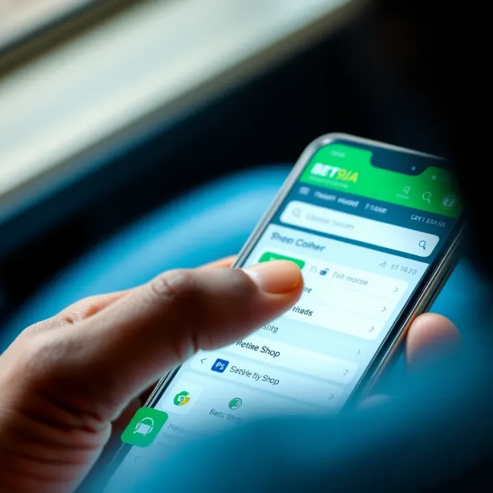 Navigating Bet9ja Shop on Older Mobile Devices User navigating the Bet9ja Shop platform on an older mobile device with simplified interface