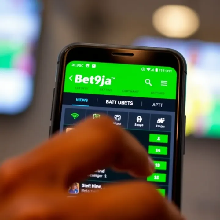 Smartphone displaying the Bet9ja app interface with betting options visible